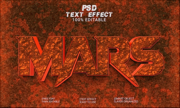 Mars 3d Editable Text Style Effect Plik Psd Premium Z Tłem