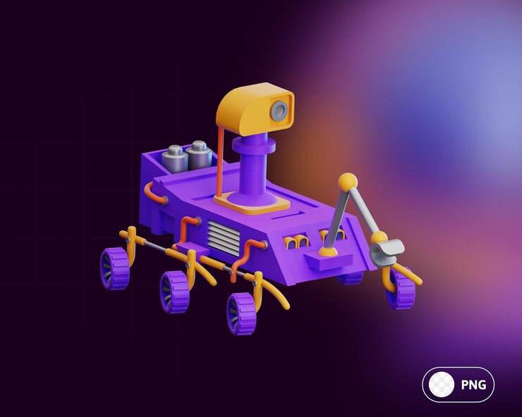 PSD mars rover 3d render illustration for infographic