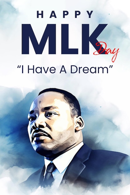 PSD martin luter king jr day poster template met black man illustratie