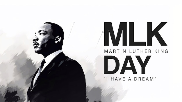 PSD martin luter king jr day poster template met black man illustratie