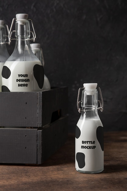 PSD martwa natura z makietą butelki mleka