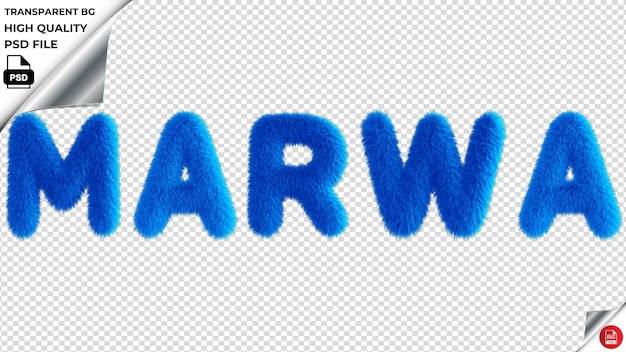 PSD marwa typography blue fluffy text psd transparent