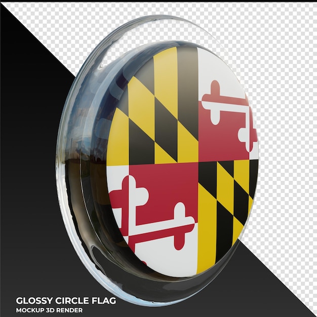 PSD maryland0003 bandiera del cerchio lucido strutturata 3d realistica