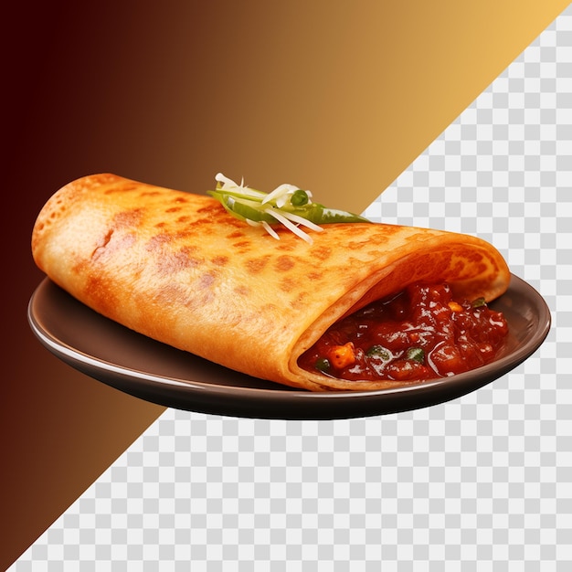 PSD masala dosa isolated on transparent background