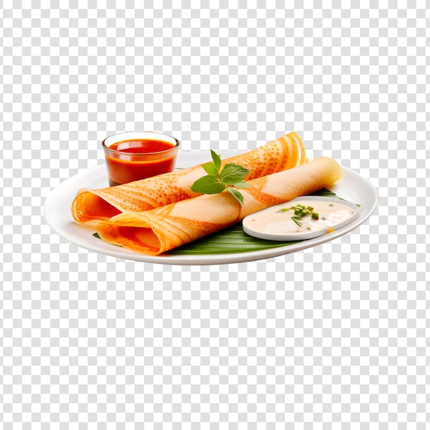 PSD masala dosa with chutney isolated on a transparent background