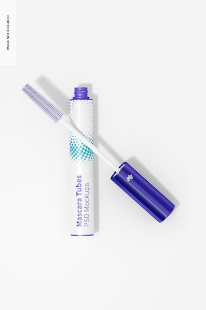 Mascara tube mockup, bovenaanzicht