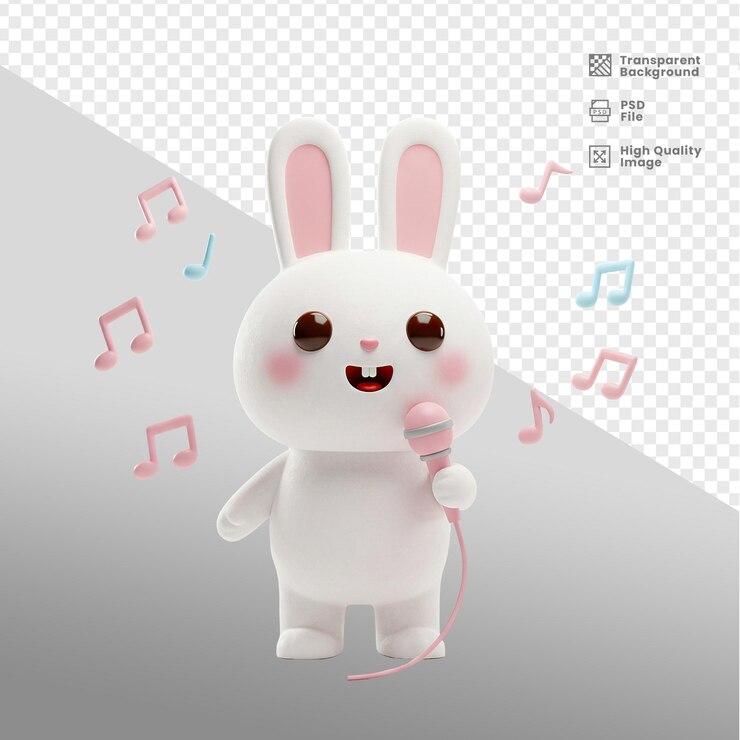 PSD mascote 3d coelho de pascoa 3d easter bunny mascot
