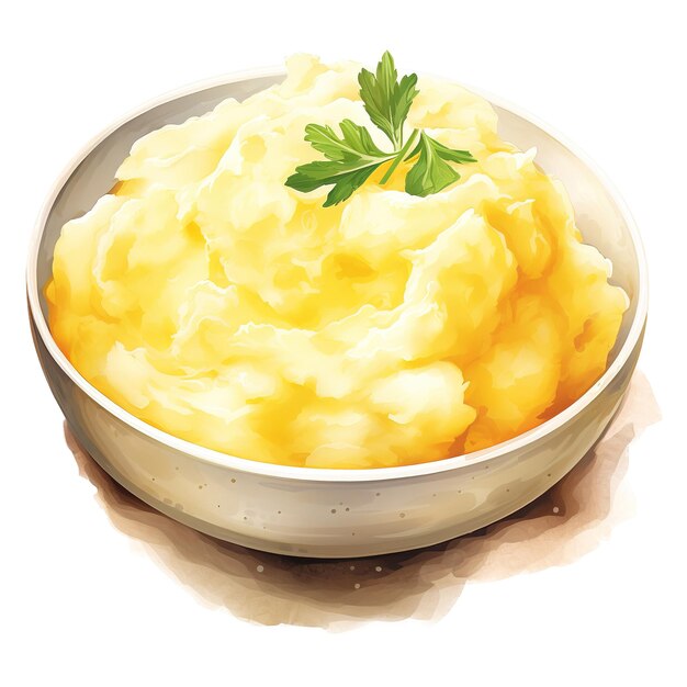 PSD mashed potatoes foods illustration watercolor style ai generated