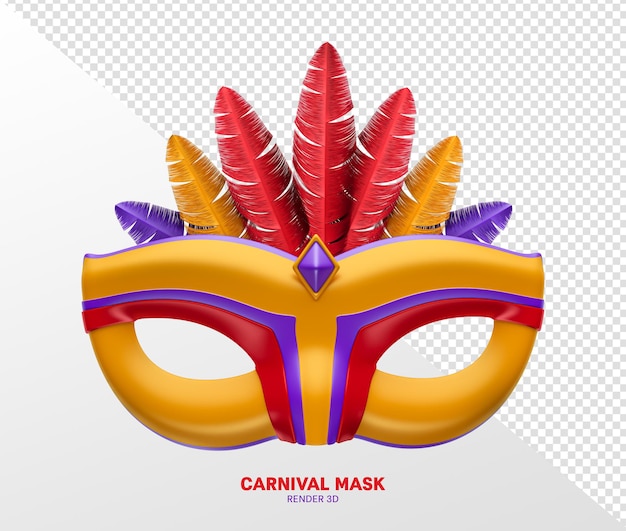 PSD mask carnival 3d render realistic isolated transparent