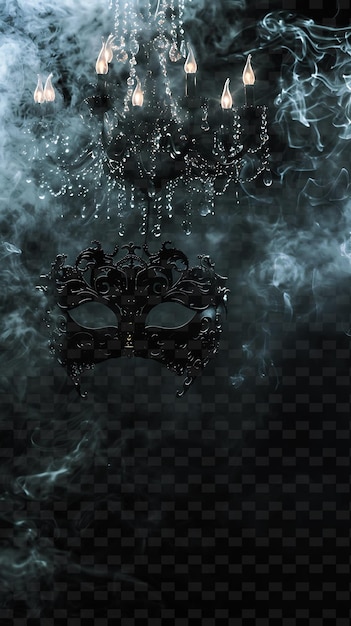 PSD mask on a dark background with smoke and sparkles