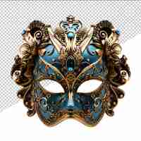 PSD a mask that has a blue and gold design on it