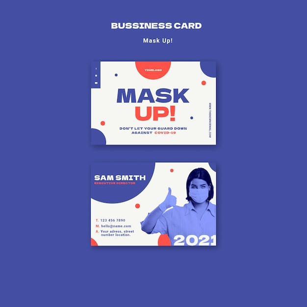Mask up 2021 business card template