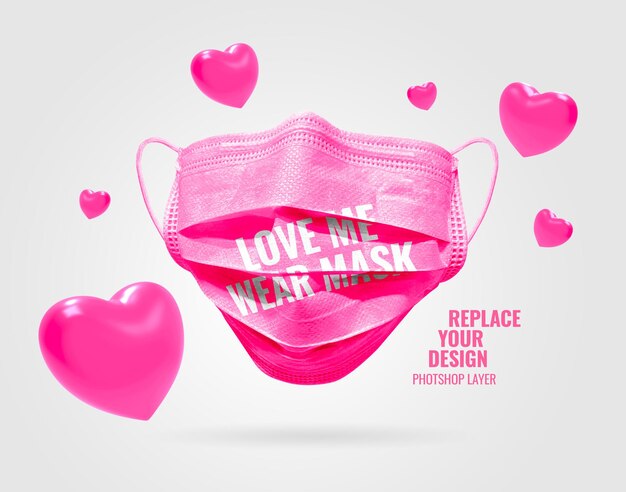 Maschera di san valentino mockup realistico