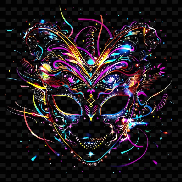 PSD a mask with colorful lights on it is on a black background