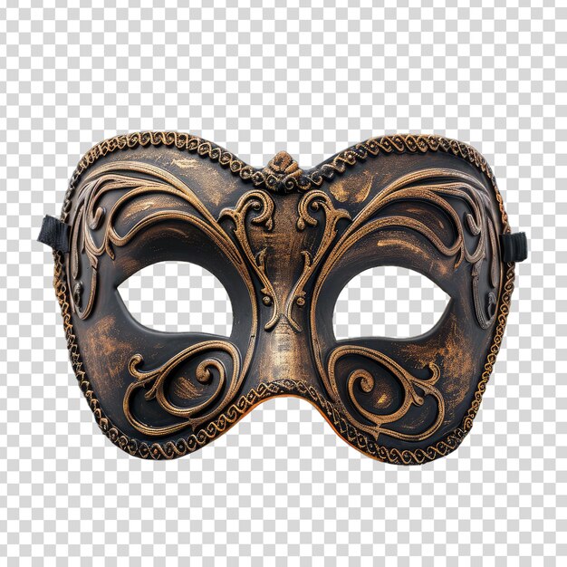 PSD a mask with a gold design is shown on a transparent background