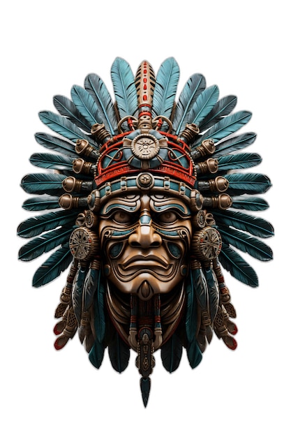 Maska Głowy Indian Amerykańskich, Izolowany Obraz Wygenerowany Przez Ai