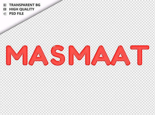 PSD masmaat typography red text glosy glass psd transparent