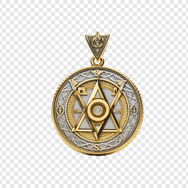 PSD masonic medal isolated on transparent background