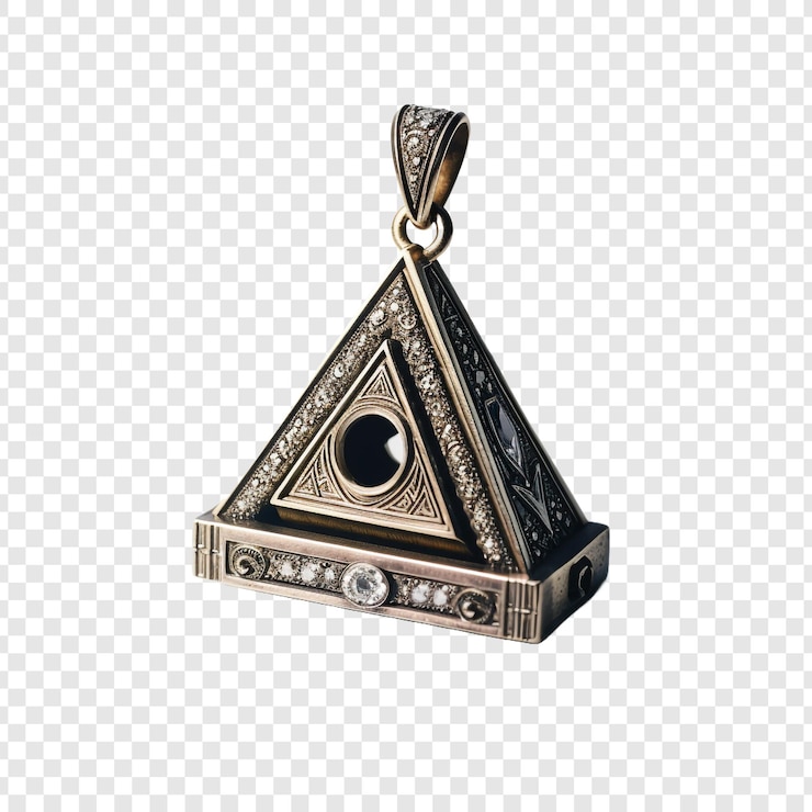 PSD masonic pendant jewellery isolated on transparent background