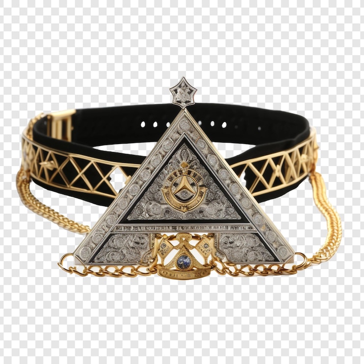 PSD masonic sash komboloi jewellery isolated on transparent background