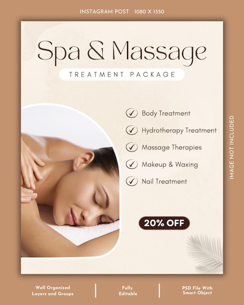 Massage and Spa Social Media and Instagram Post Design Template
