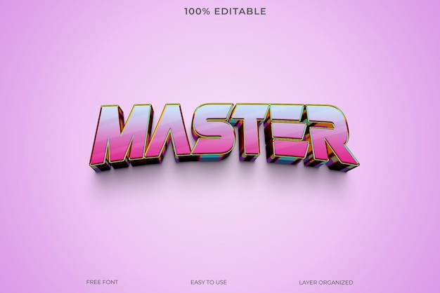 Master text effect font editable typography 3d text style