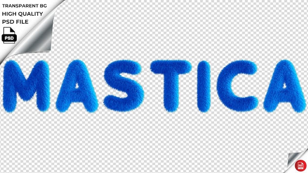 Mastica typography blue fluffy text psd transparent