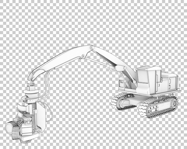 PSD maszyna do cięcia drzew na przezroczystym tle ilustracja renderowania 3d