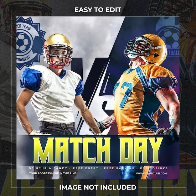 PSD match day football match club square social media banner