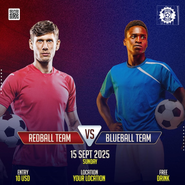 PSD match football flyer or social media template