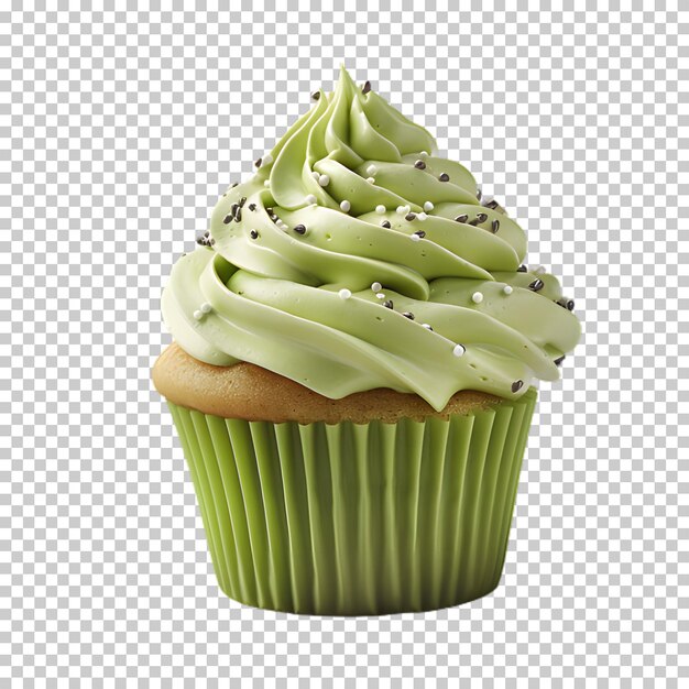 Matcha cupcake isolated on transparent background