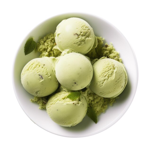 PSD matcha ice cream on transparent background