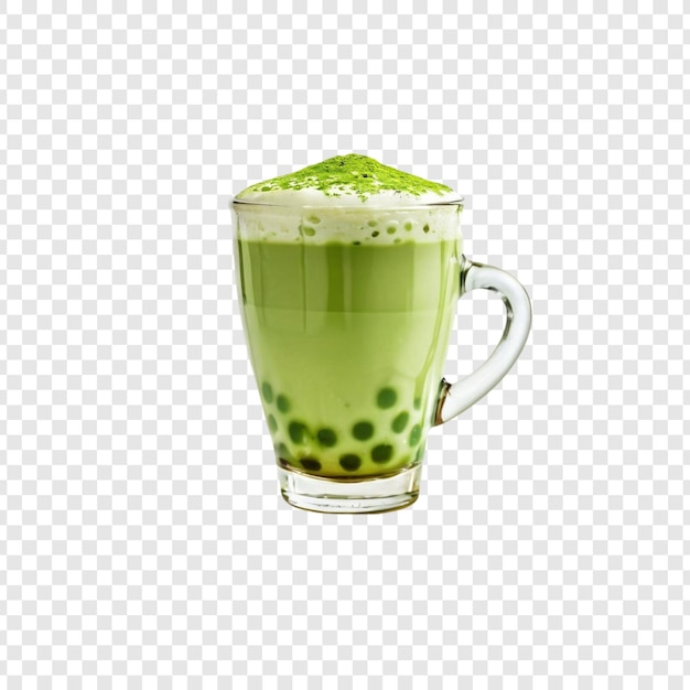 보바 진주 를 첨가 한 마차 라테 크리미 와 신선 한 녹차 맛