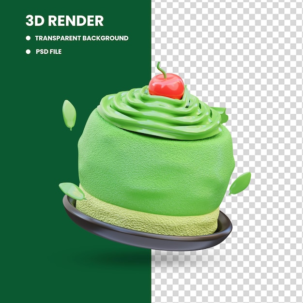 Matcha mousse cake 3d illustration 3d render