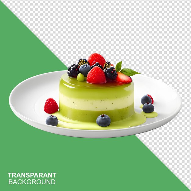 Matcha pudding with transparency background