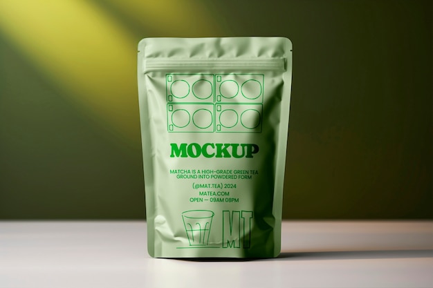 PSD matcha tea brand mockup