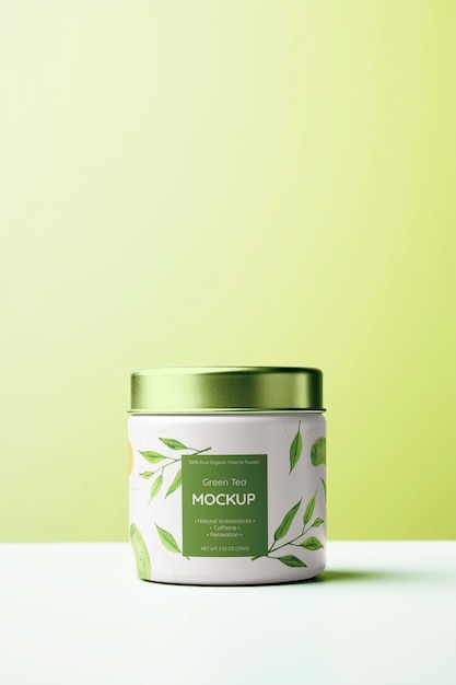 PSD matcha tea brand mockup