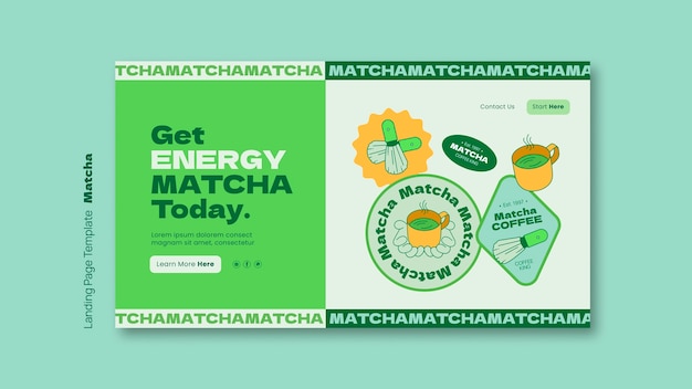 Matcha tea drink landing page template