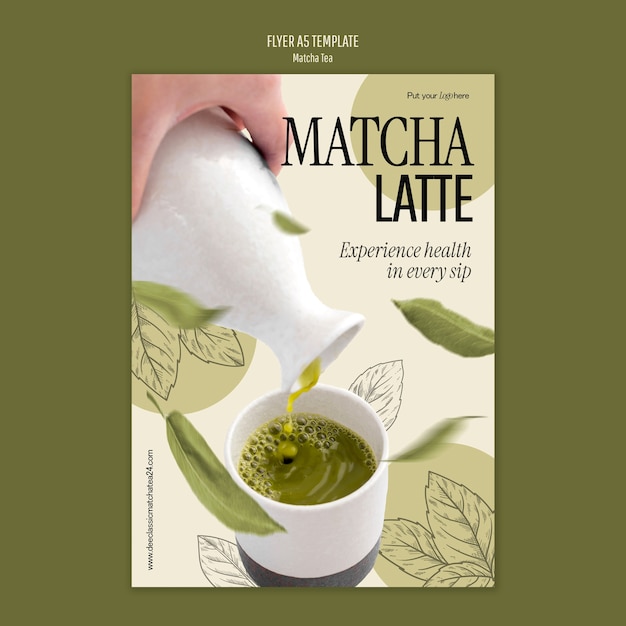 Modello di volantino per tè matcha