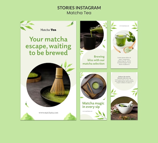 PSD storie di instagram sul tè matcha