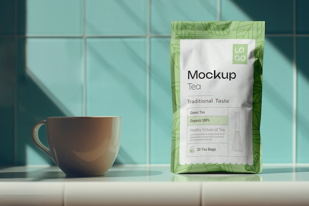 PSD matcha tea mockup design