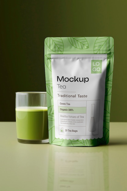 PSD matcha tea mockup design