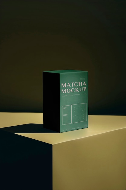PSD matcha tea packaging mockup design