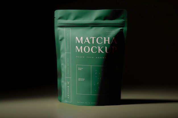 PSD matcha tea packaging mockup design