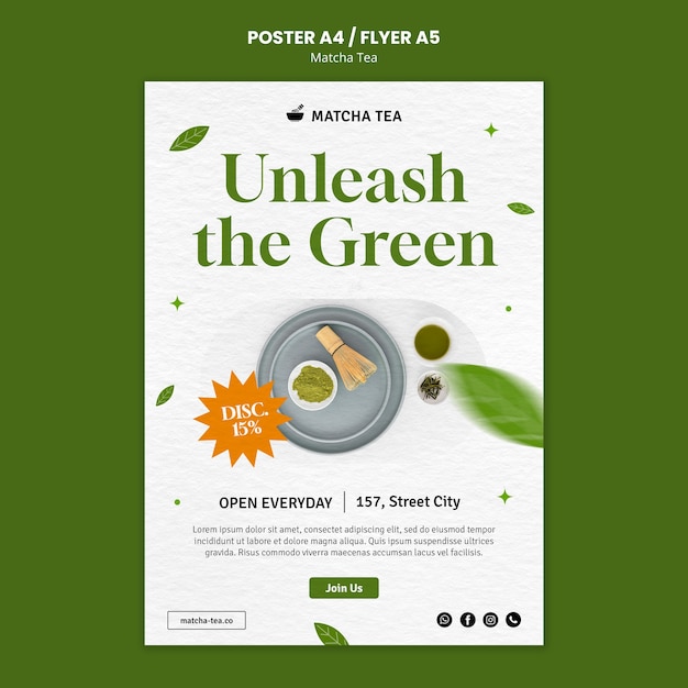 PSD matcha tea  poster template