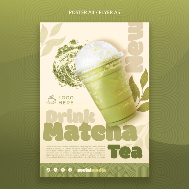 Modello di poster del tè Matcha