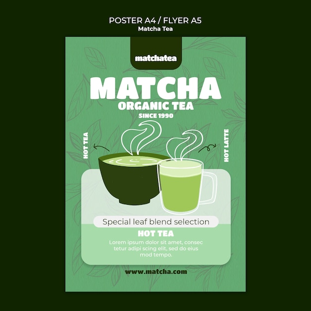 PSD matcha thee drankje poster sjabloon.