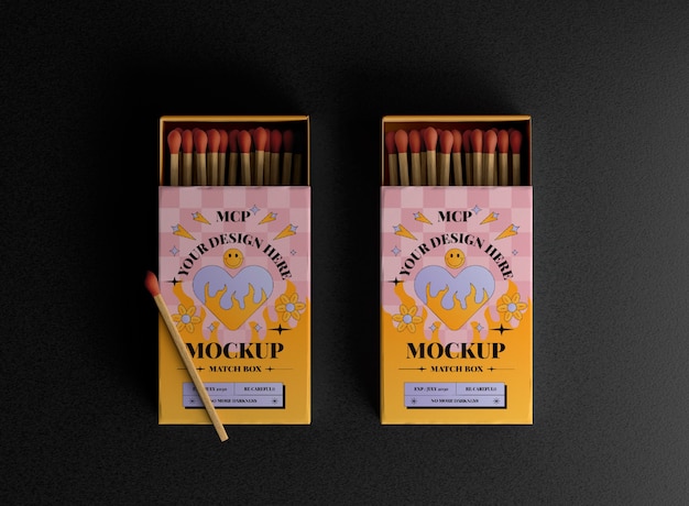 PSD matchbox with wooden matches