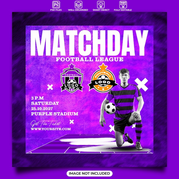 PSD matchday football club on purple background