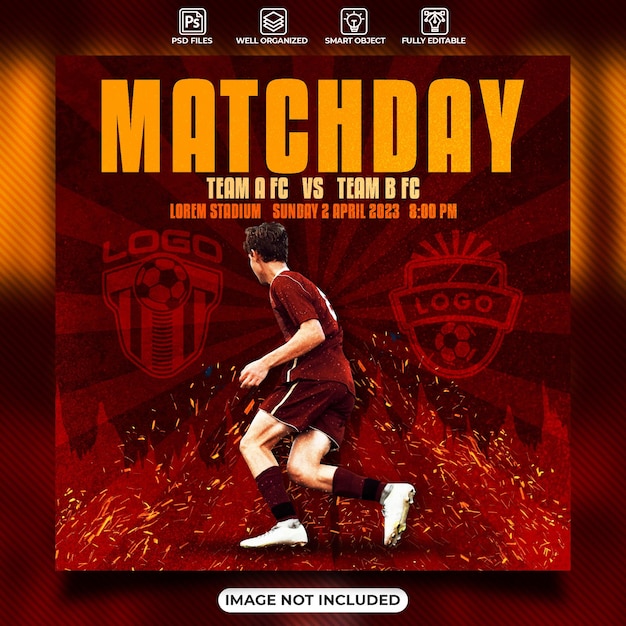 PSD matchday football social media poster template